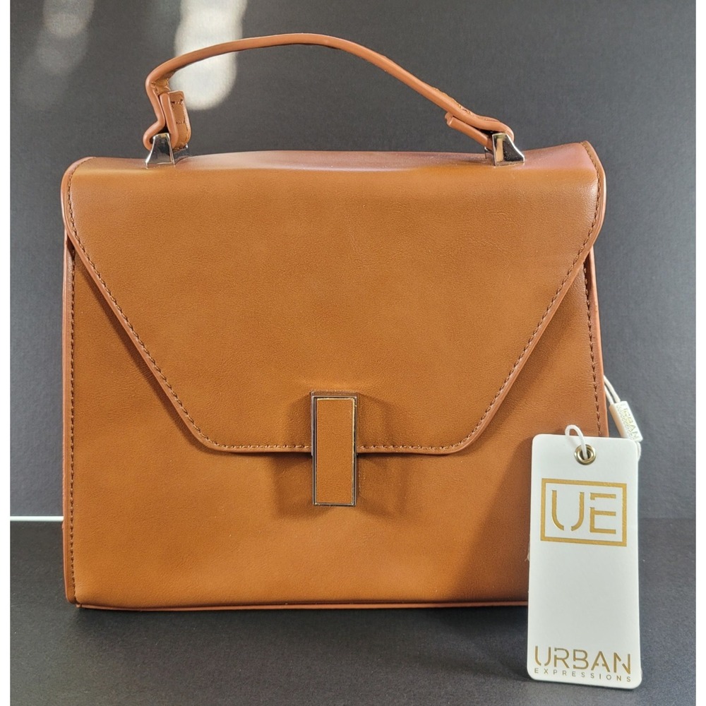 Urban Expressions Brown Vegan Leather Purse With Crossbody Strap